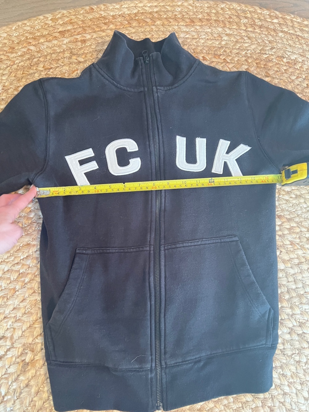 FCUK French Connection Black Full Zip Logo Sweatshirt XS - Picture 7 of 7